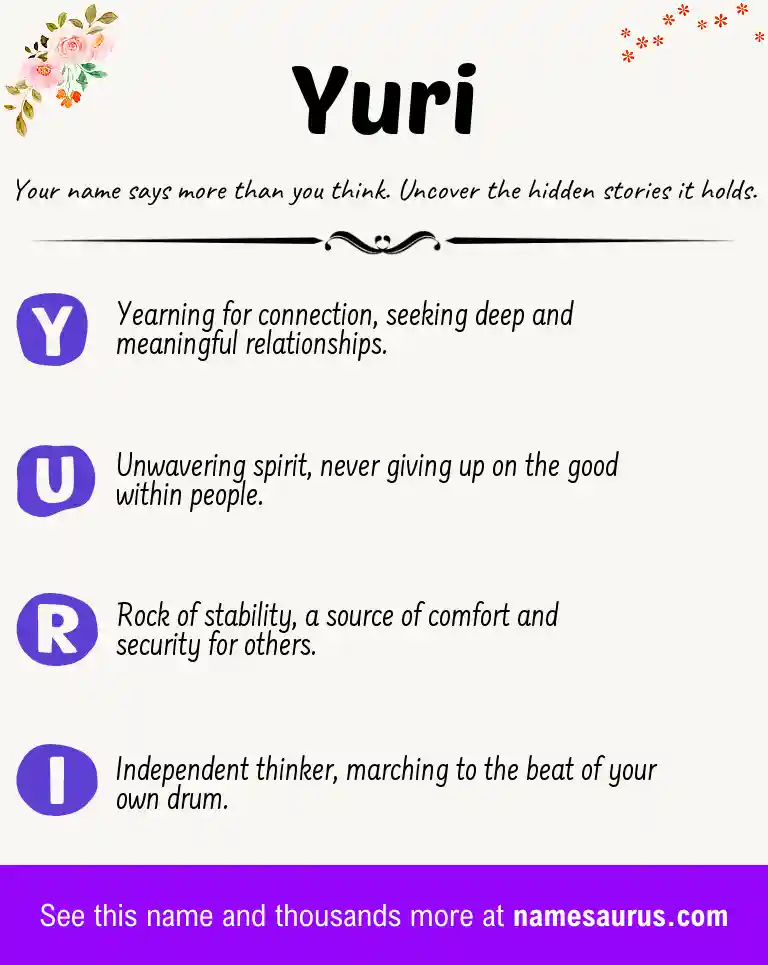Acrostic poem about Yuri.