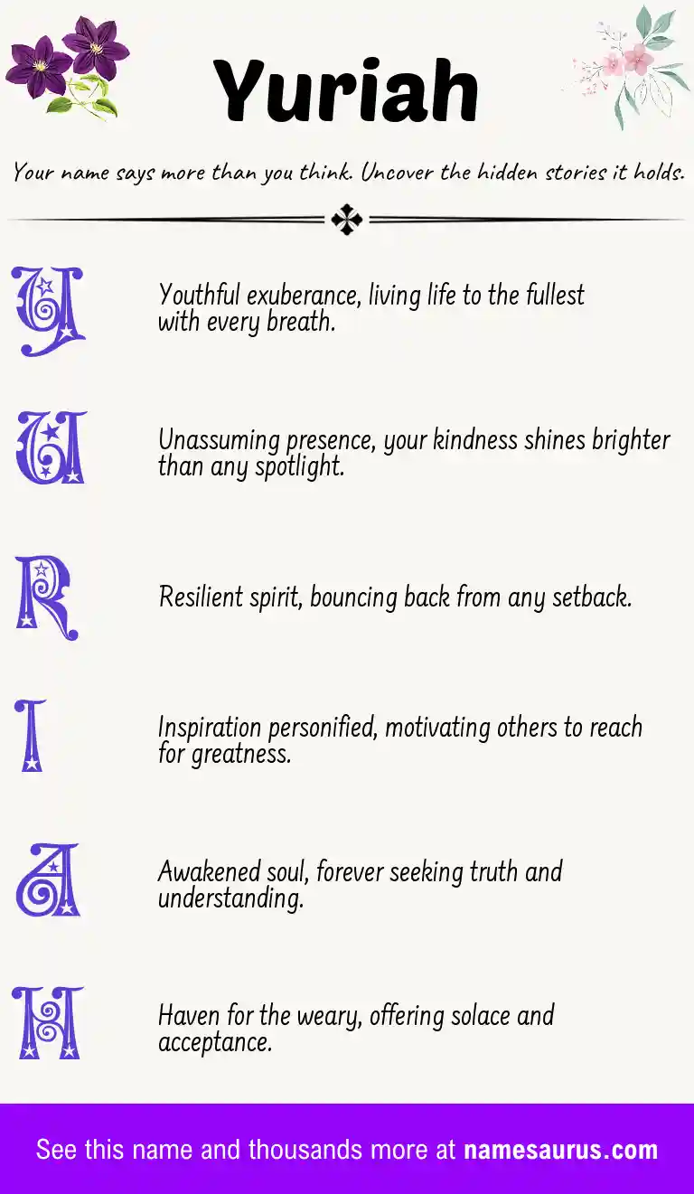 Acrostic poem about Yuriah.
