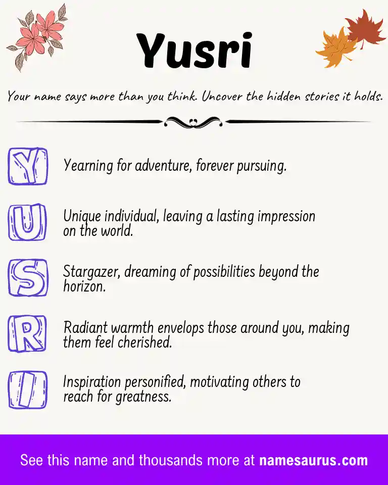 Acrostic poem about Yusri.