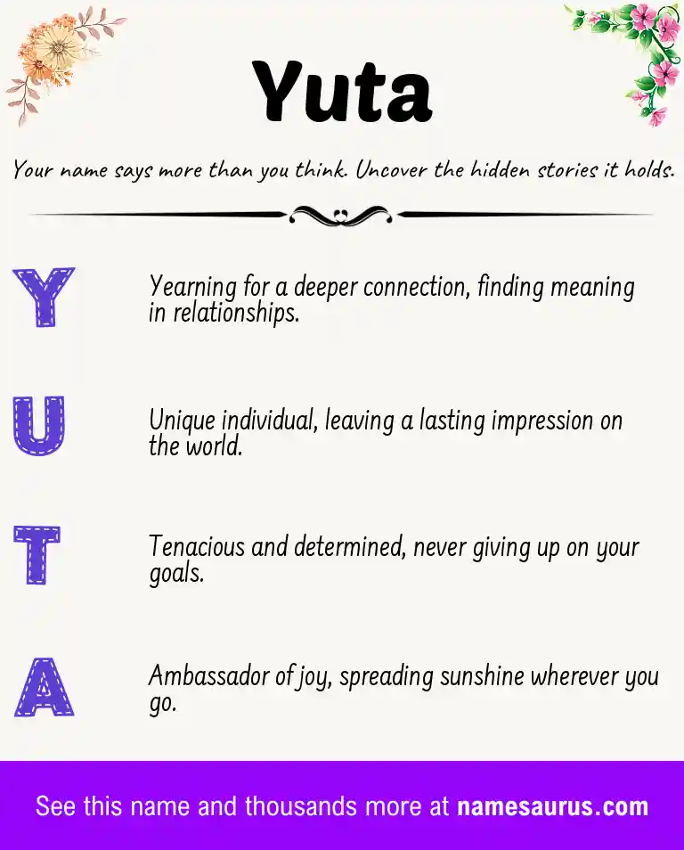 Acrostic poem about Yuta.