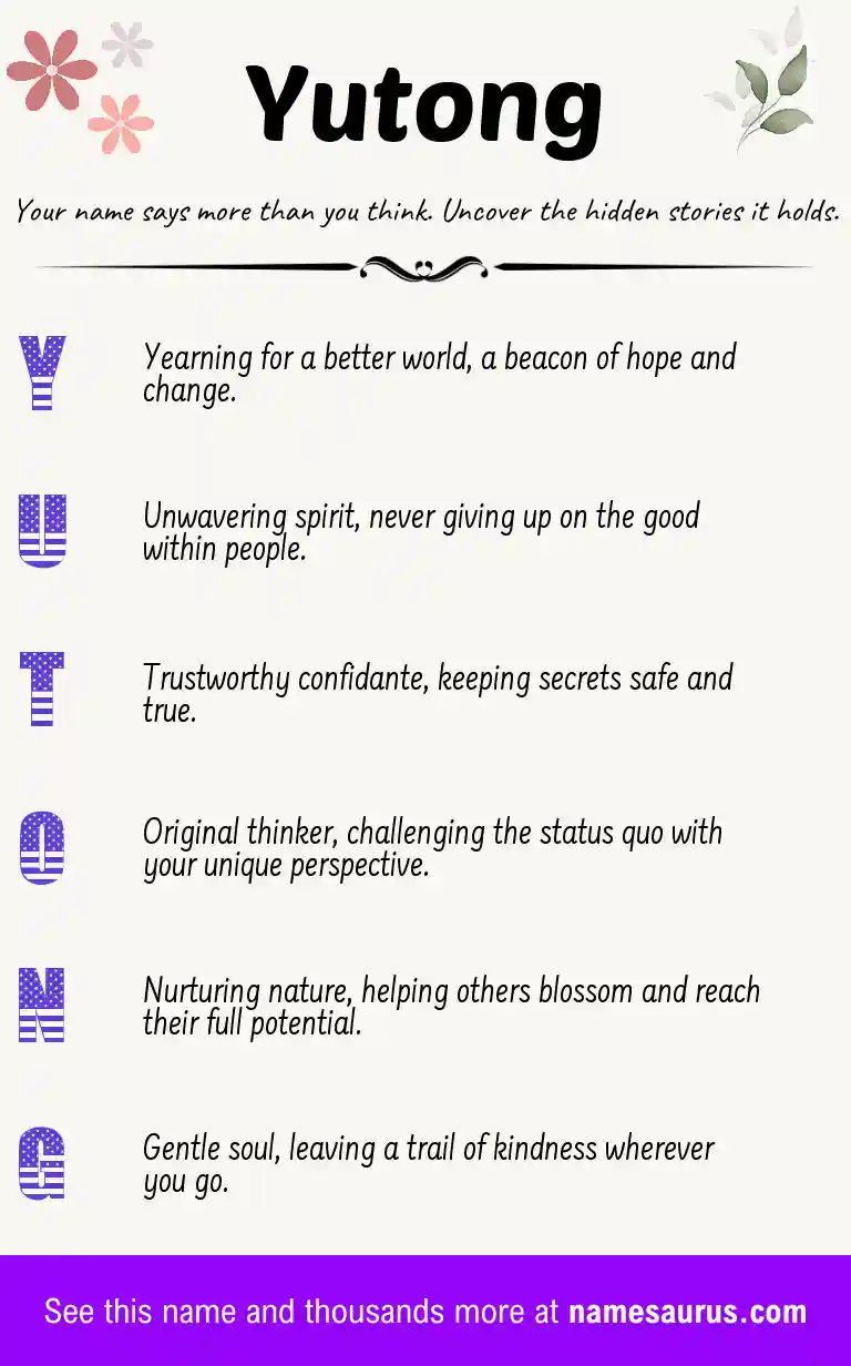 Acrostic poem about Yutong.