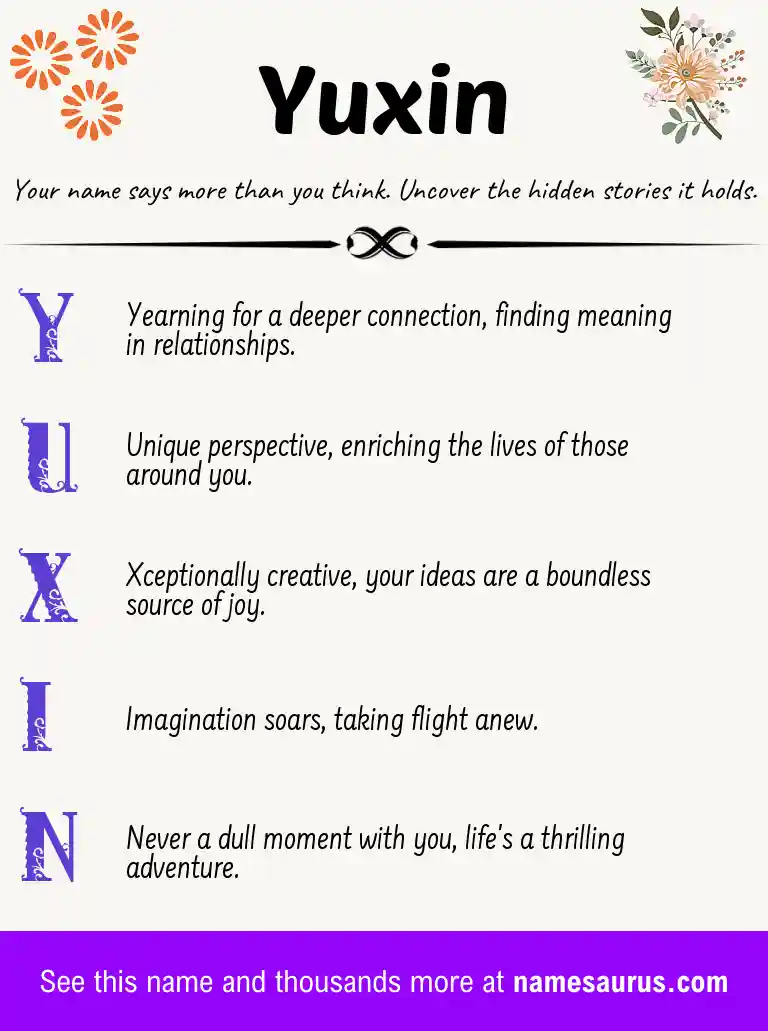 Acrostic poem about Yuxin.