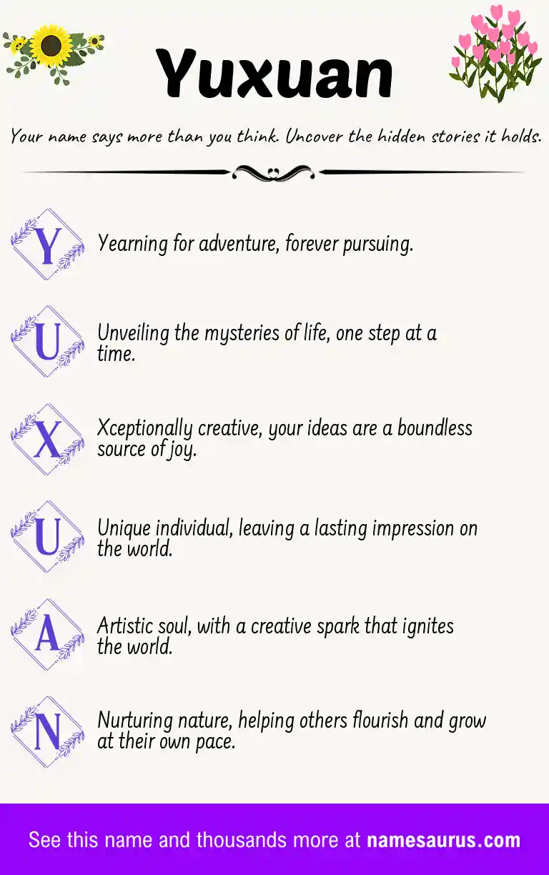 Acrostic poem about Yuxuan.