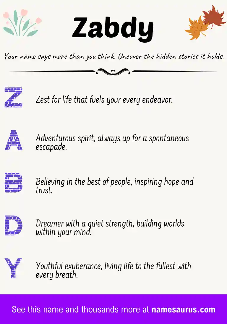 Acrostic poem about Zabdy.