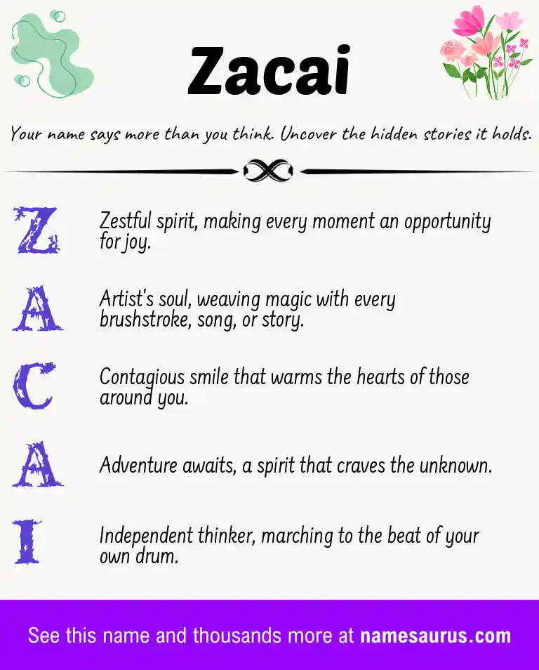 Acrostic poem about Zacai.