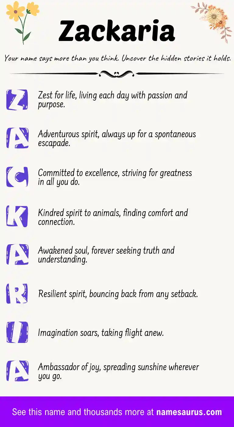 Acrostic poem about Zackaria.