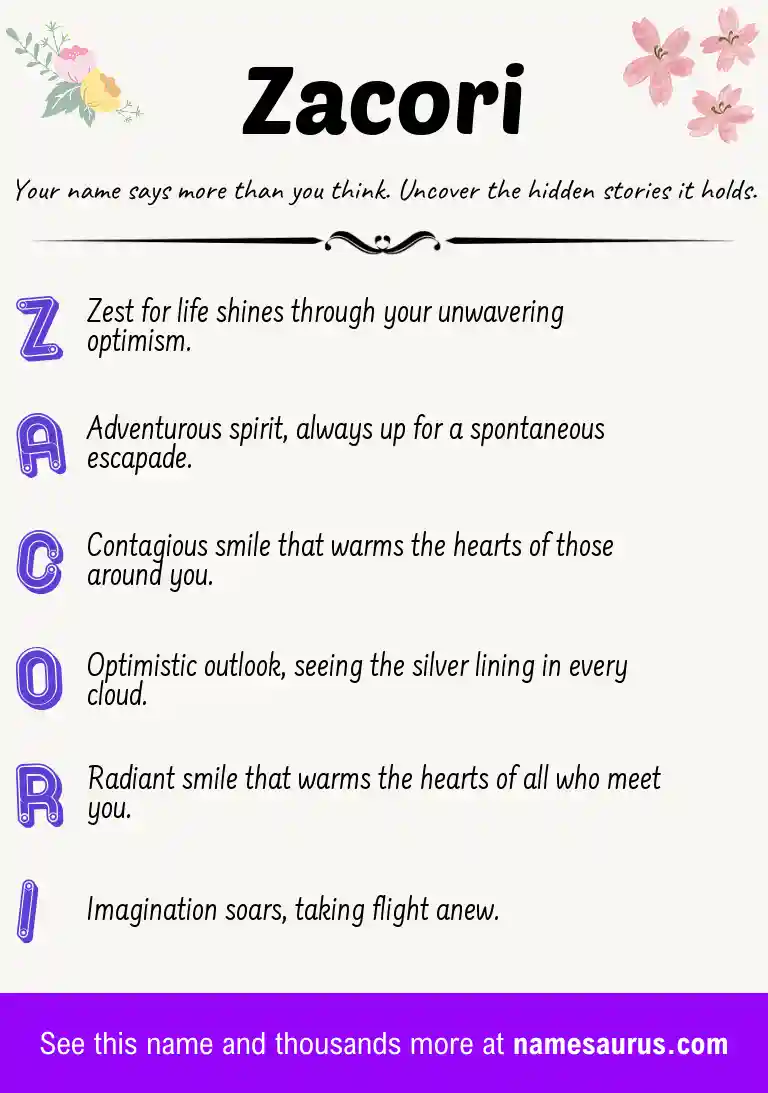 Acrostic poem about Zacori.