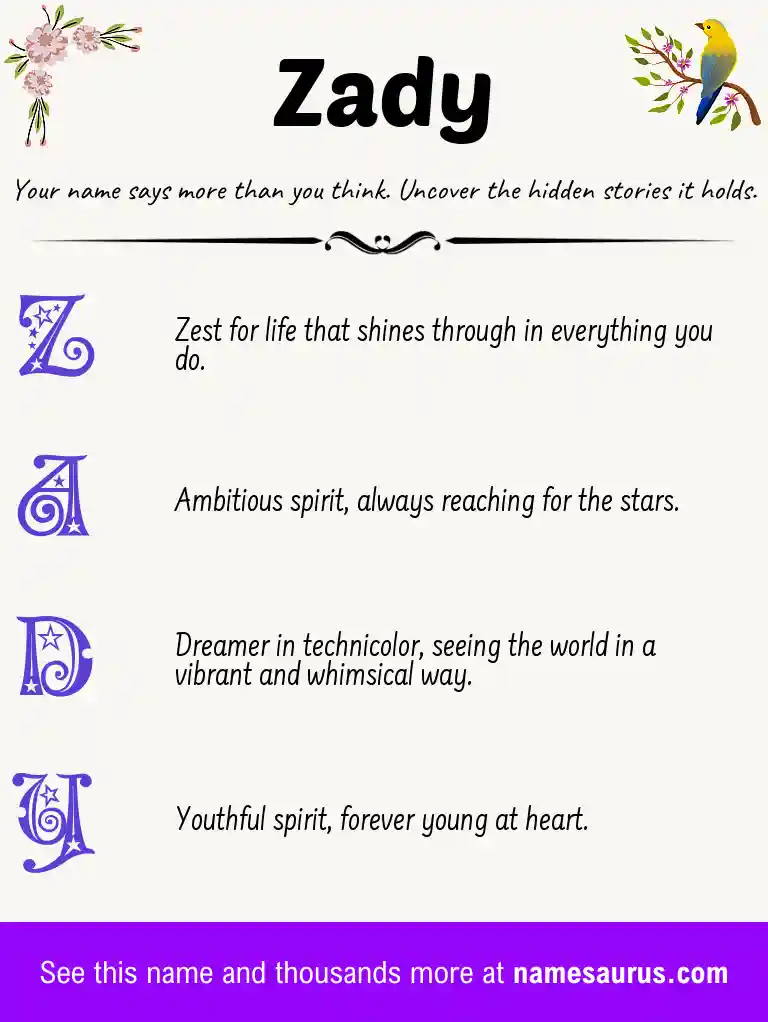 Acrostic poem about Zady.