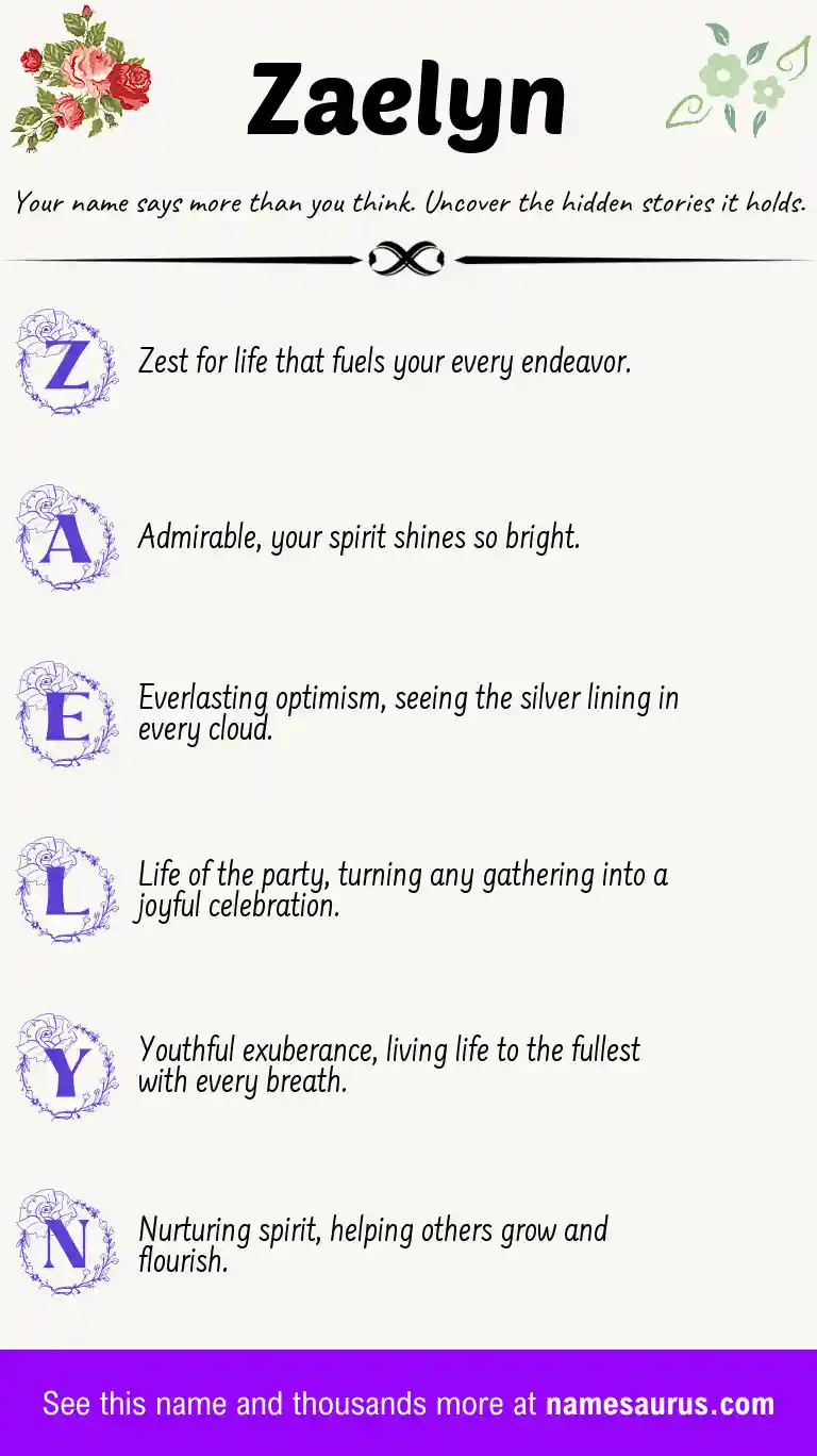 Acrostic poem about Zaelyn.