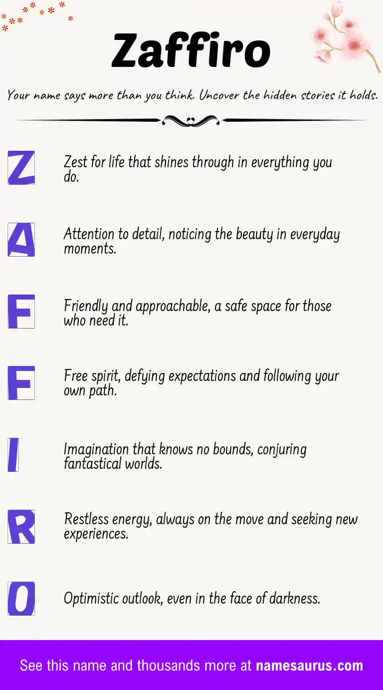 Acrostic poem about Zaffiro.