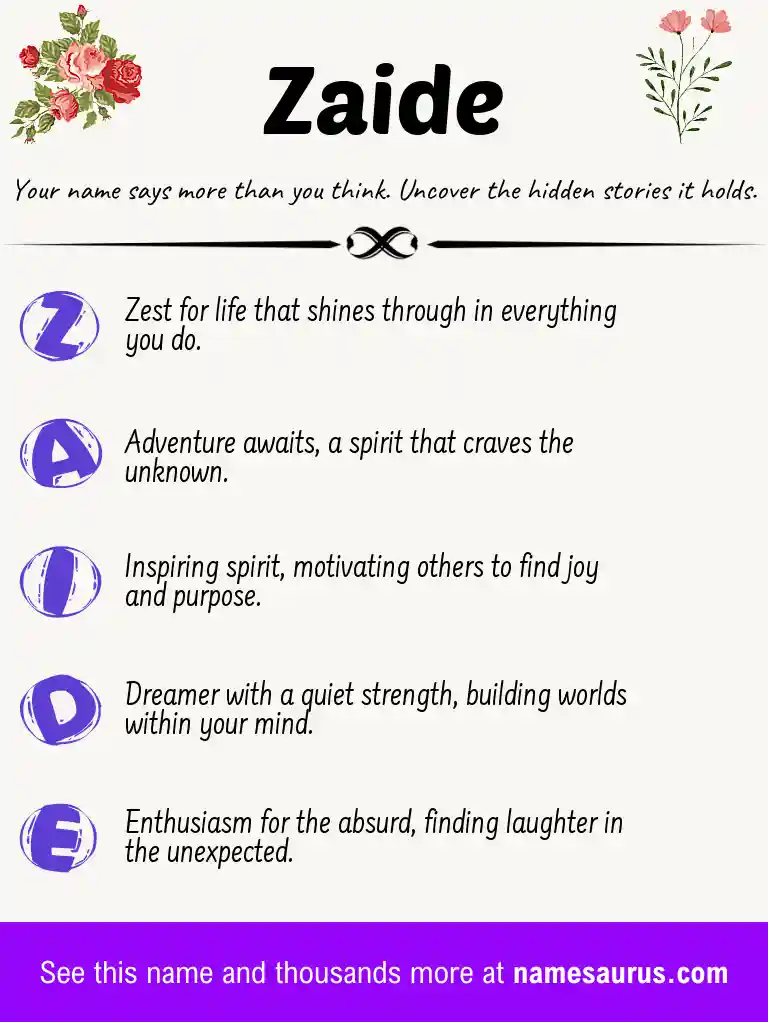 Acrostic poem about Zaide.
