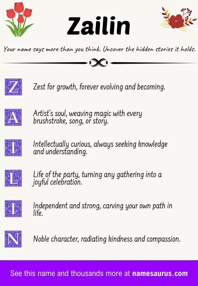 Acrostic poem about Zailin.