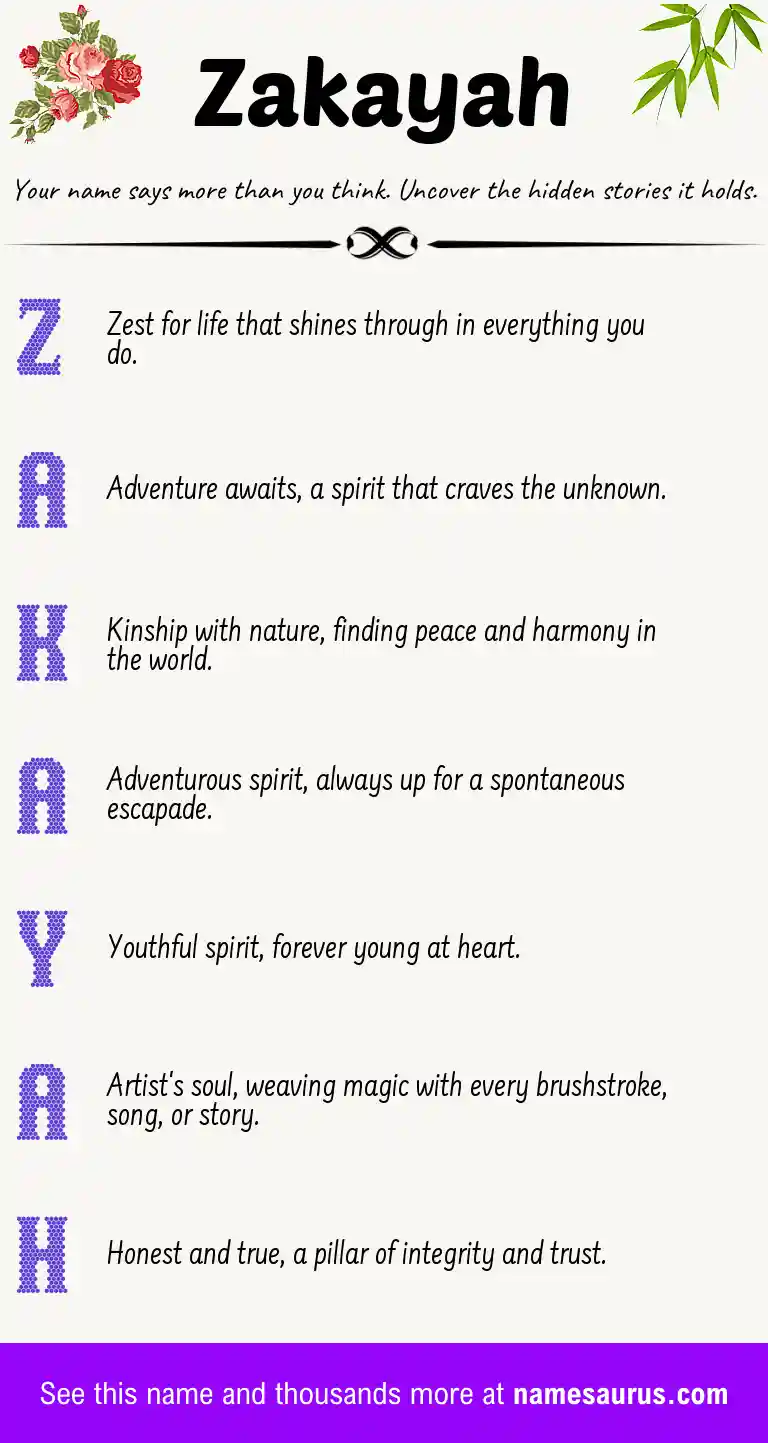 Acrostic poem about Zakayah.