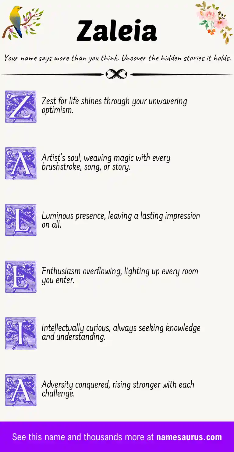 Acrostic poem about Zaleia.