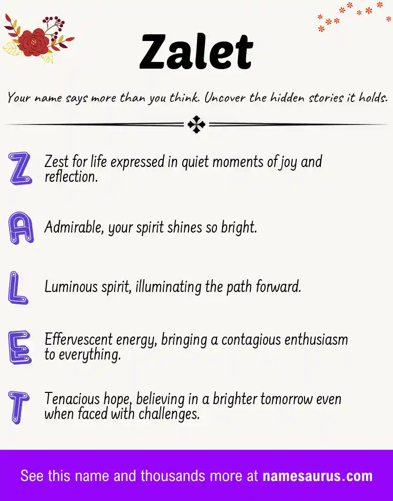 Acrostic poem about Zalet.