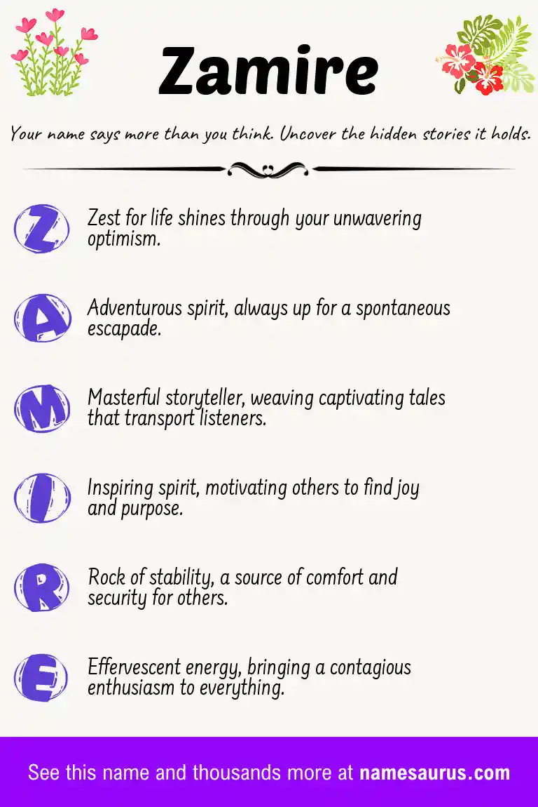 Acrostic poem about Zamire.