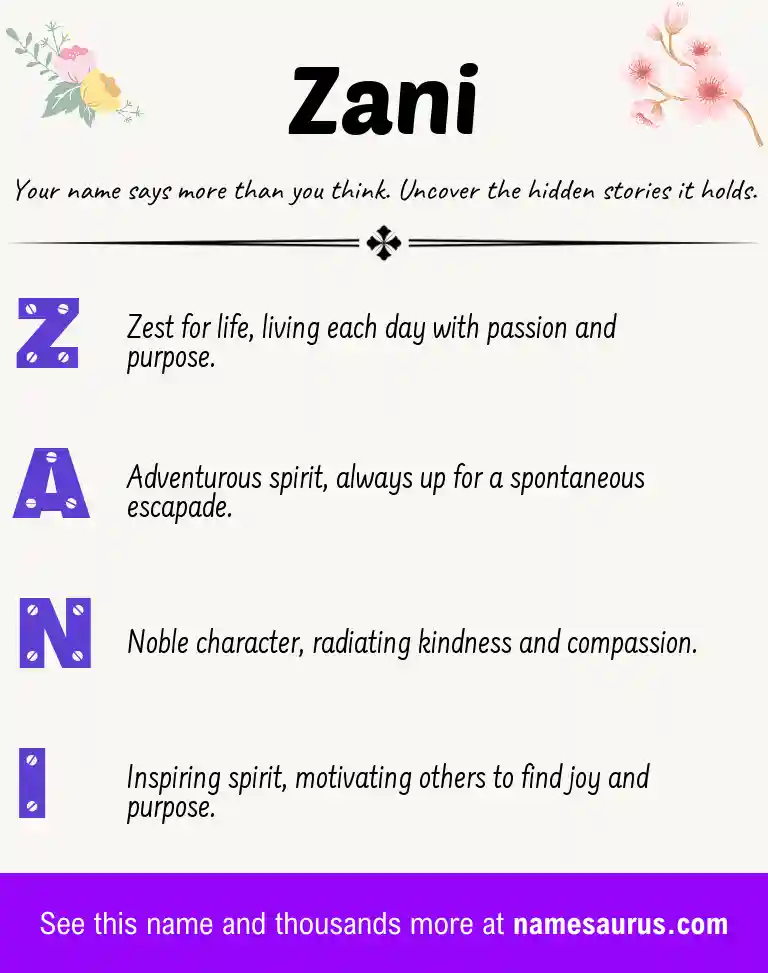 Acrostic poem about Zani.