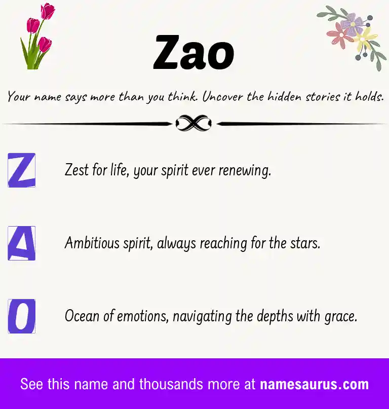 Acrostic poem about Zao.