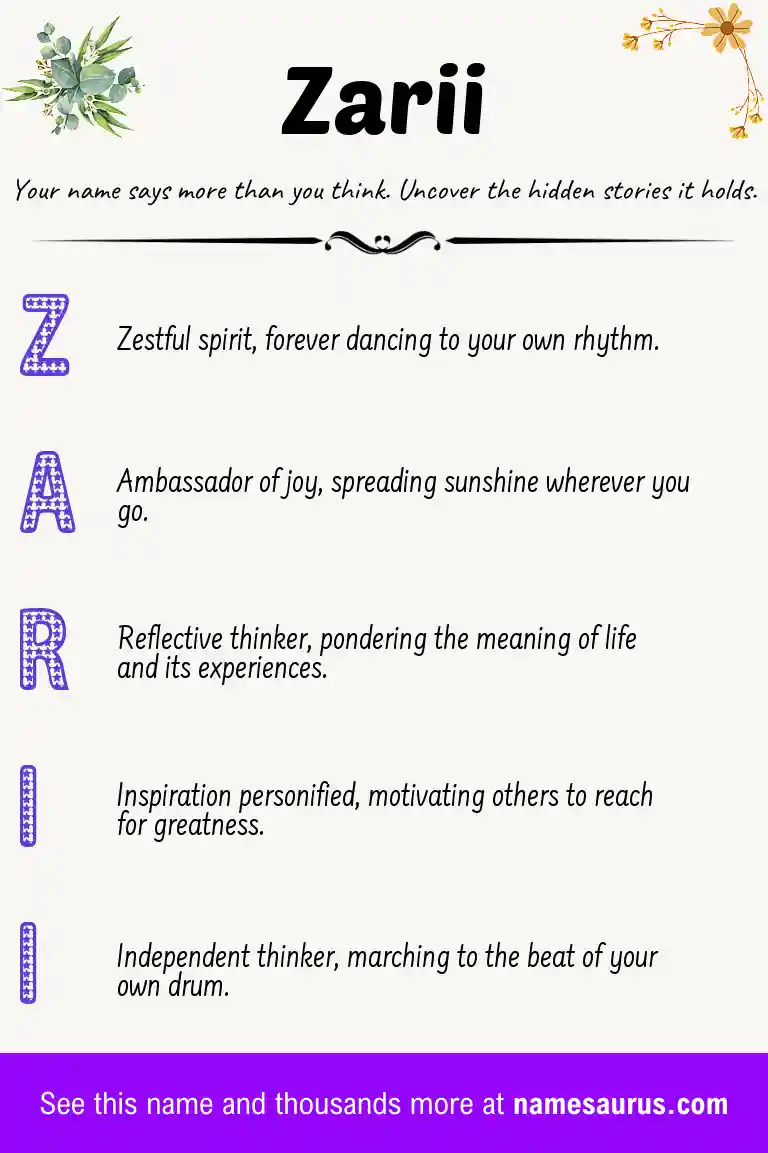 Acrostic poem about Zarii.