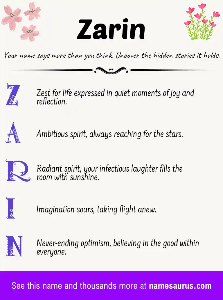 Acrostic poem about Zarin.