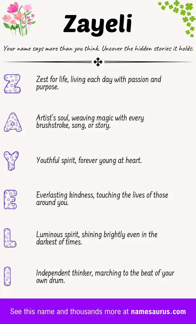 Acrostic poem about Zayeli.