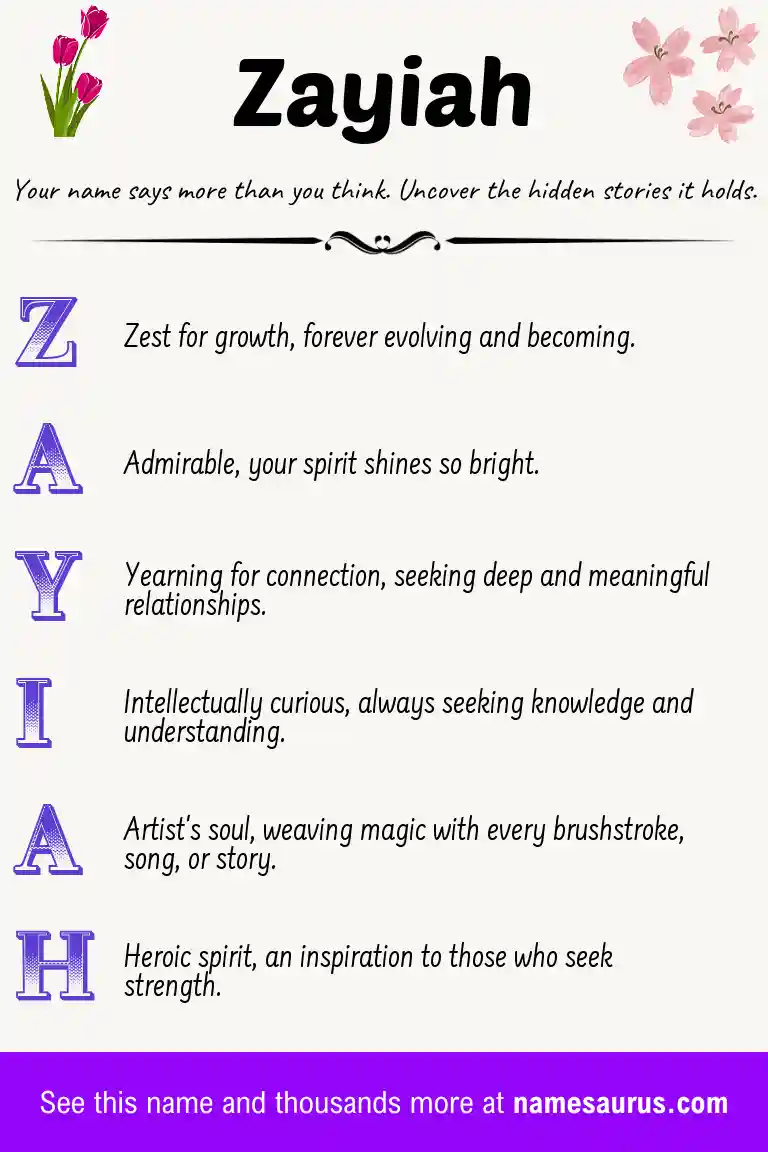 Acrostic poem about Zayiah.