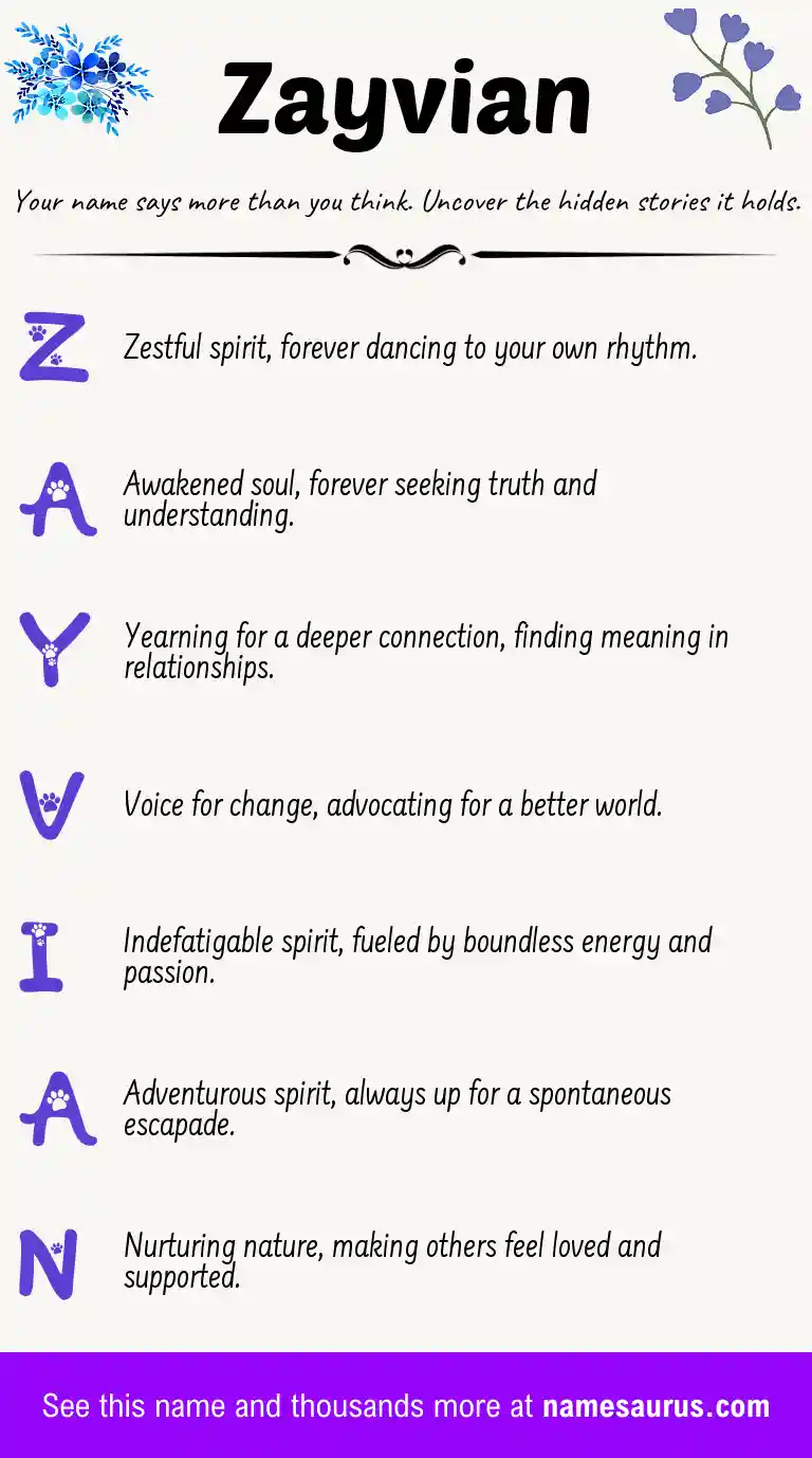 Acrostic poem about Zayvian.