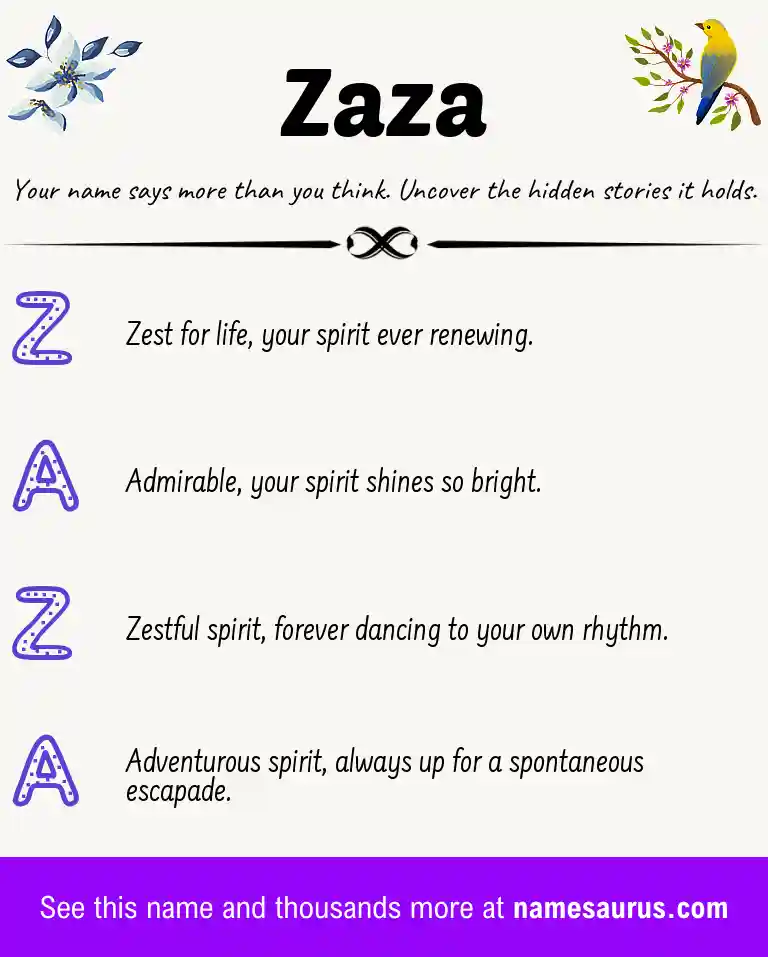 Acrostic poem about Zaza.