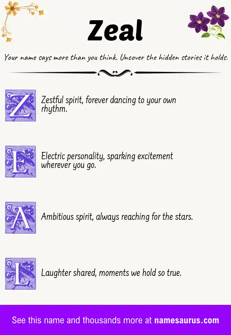 Acrostic poem about Zeal.