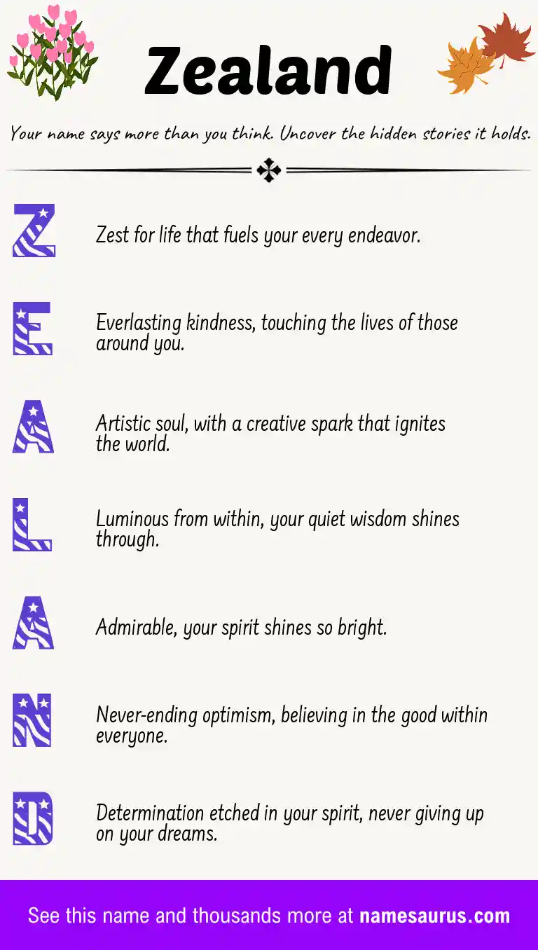 Acrostic poem about Zealand.