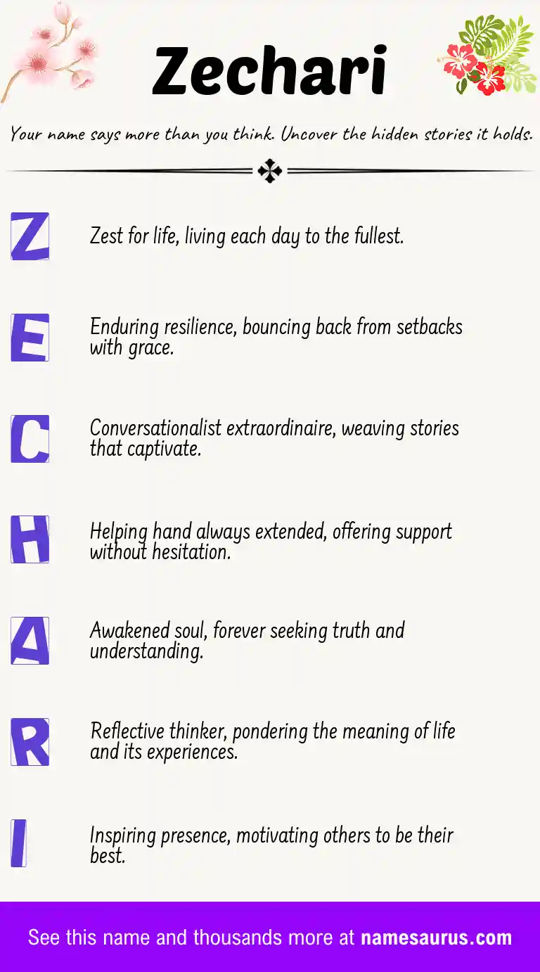 Acrostic poem about Zechari.