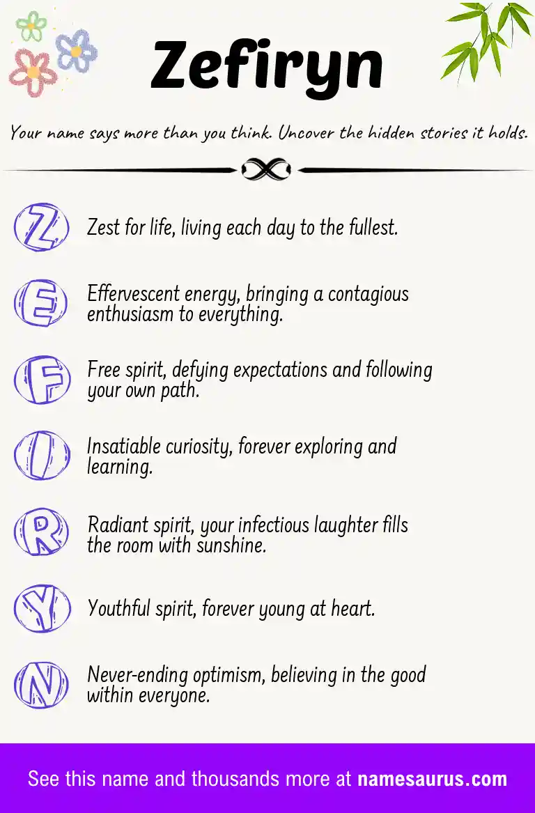 Acrostic poem about Zefiryn.