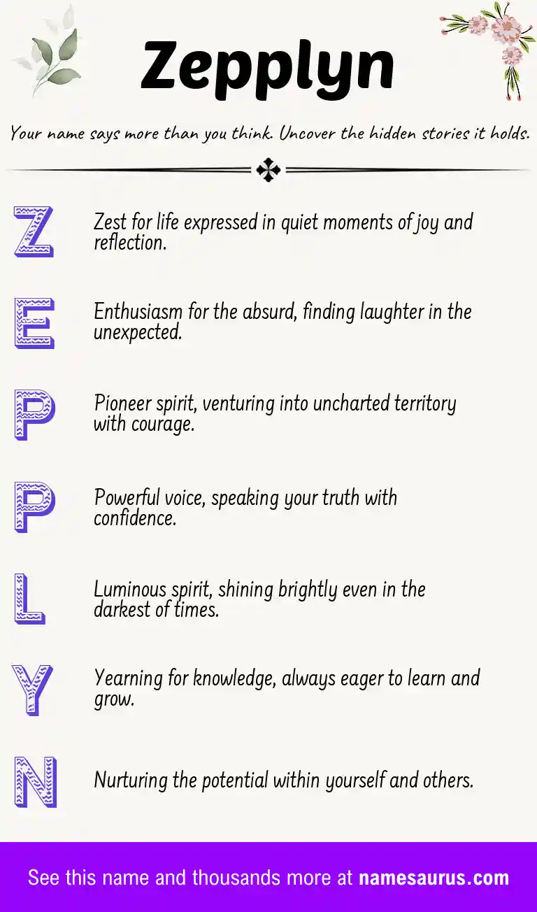 Acrostic poem about Zepplyn.