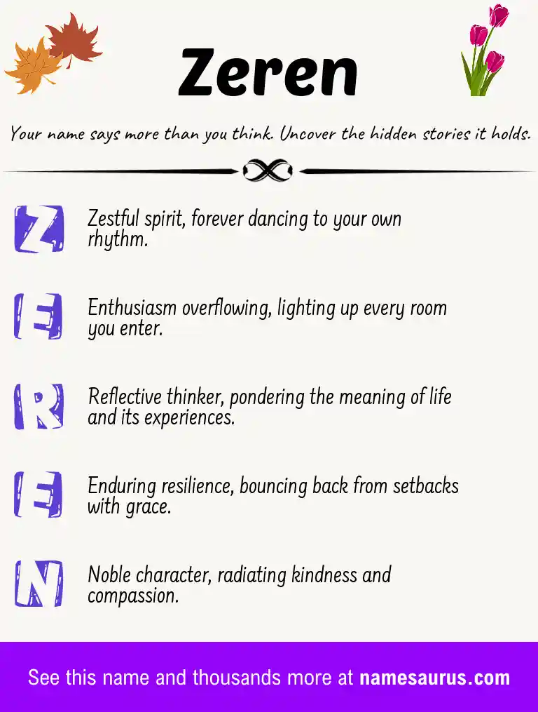 Acrostic poem about Zeren.