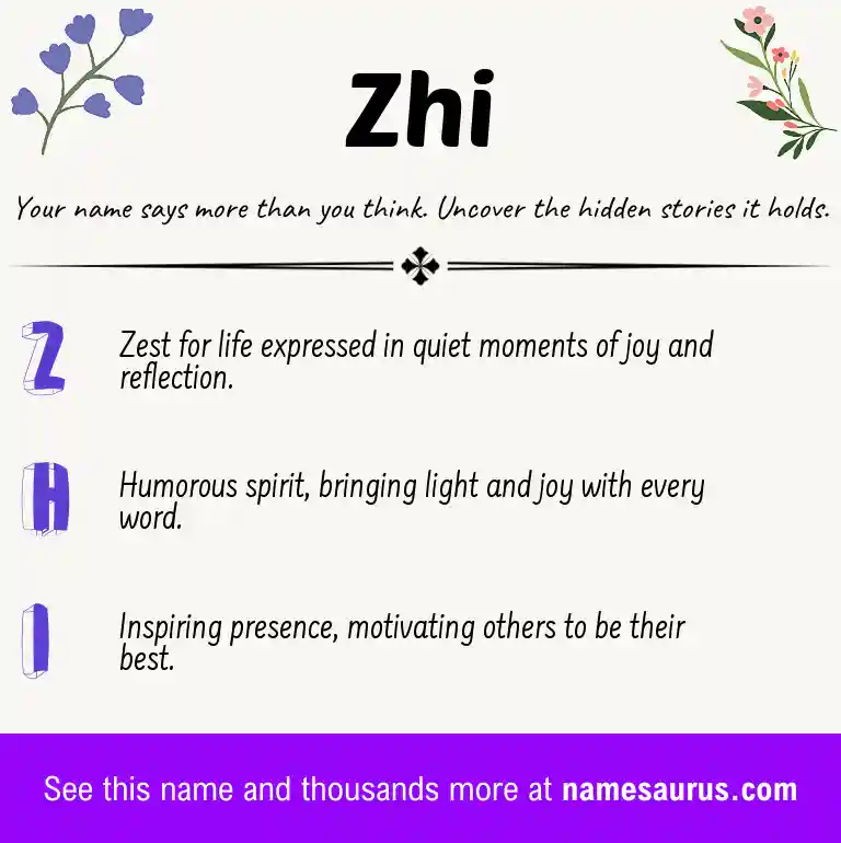 Acrostic poem about Zhi.