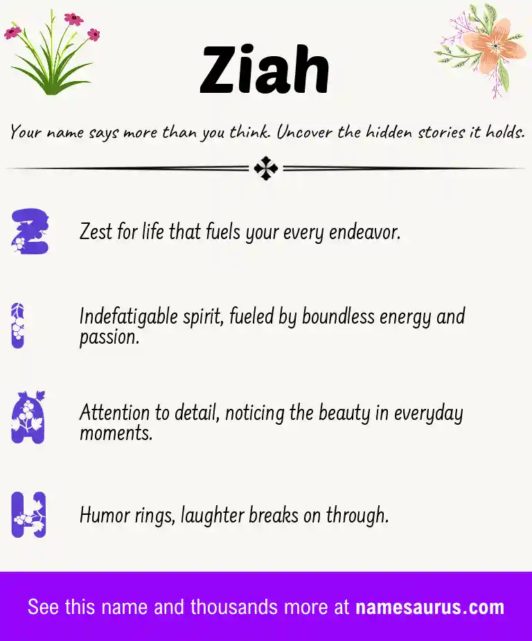 Acrostic poem about Ziah.