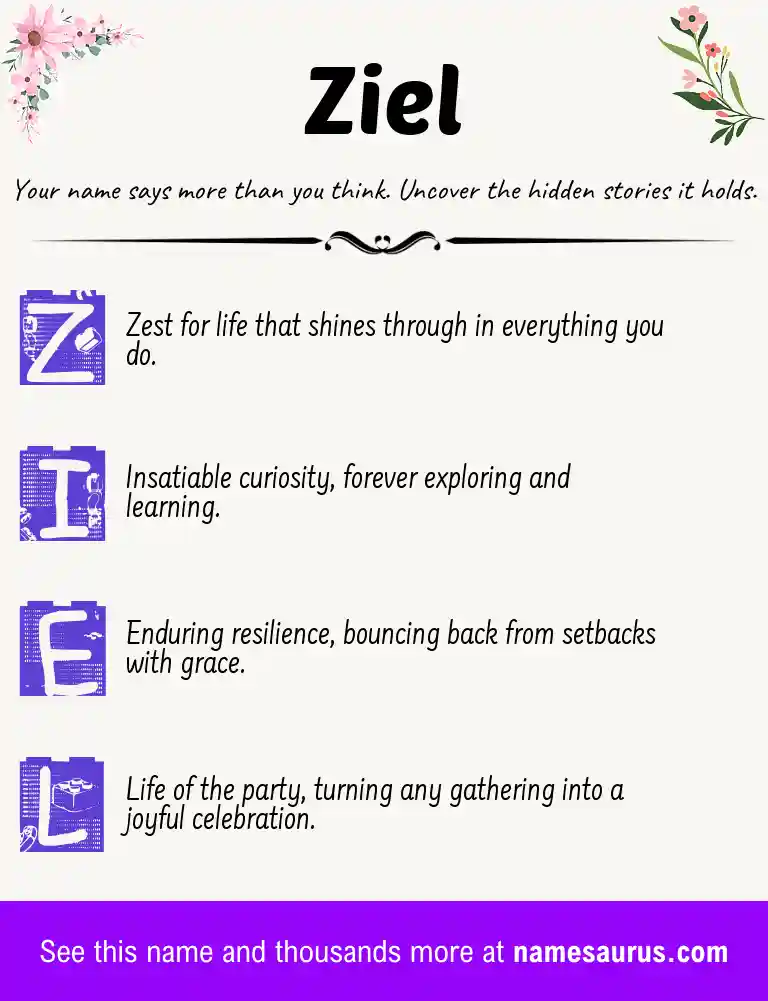 Acrostic poem about Ziel.