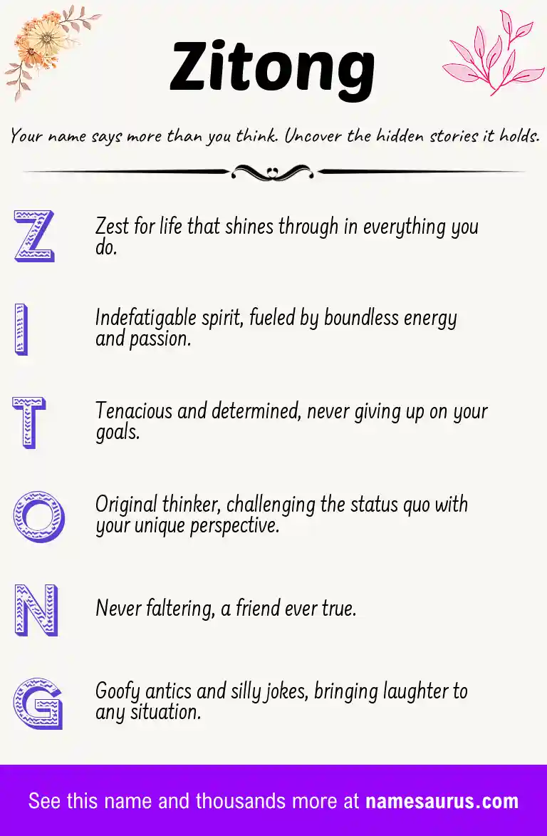 Acrostic poem about Zitong.
