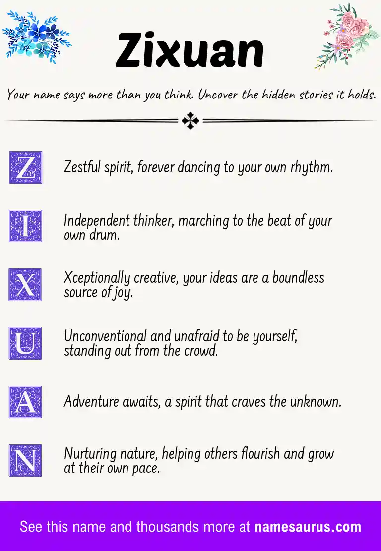 Acrostic poem about Zixuan.