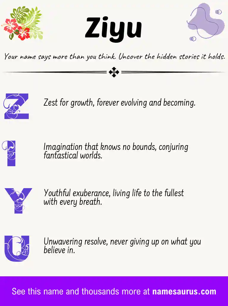 Acrostic poem about Ziyu.
