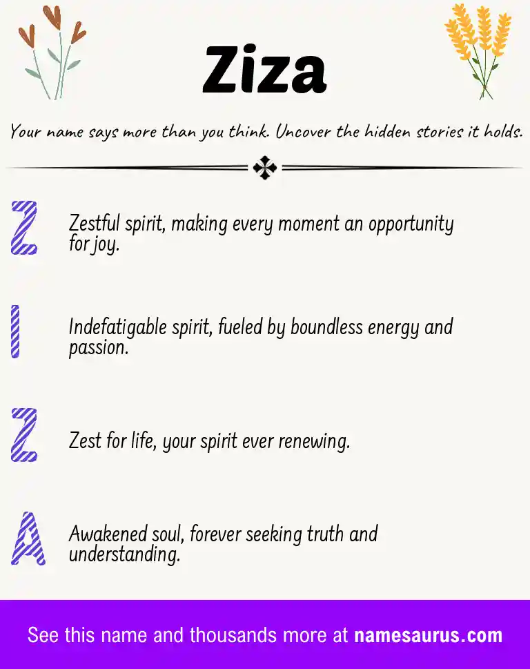 Acrostic poem about Ziza.