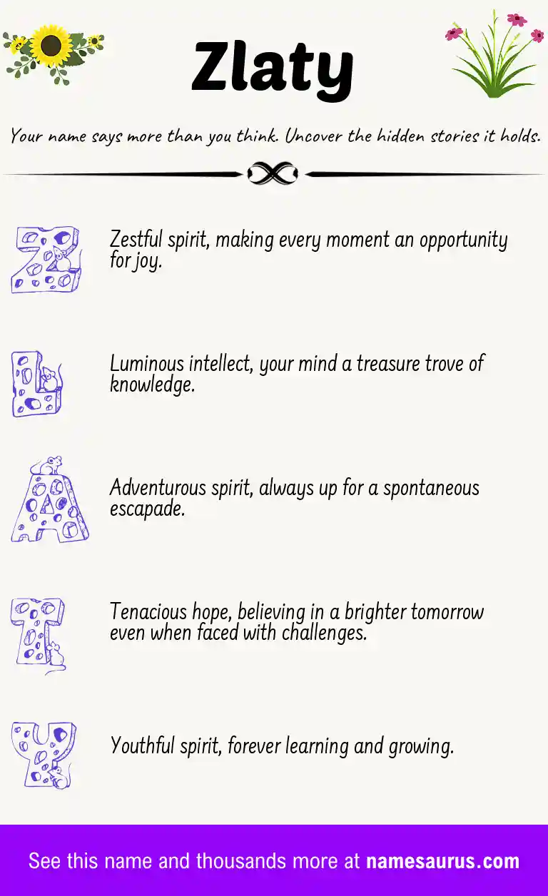Acrostic poem about Zlaty.