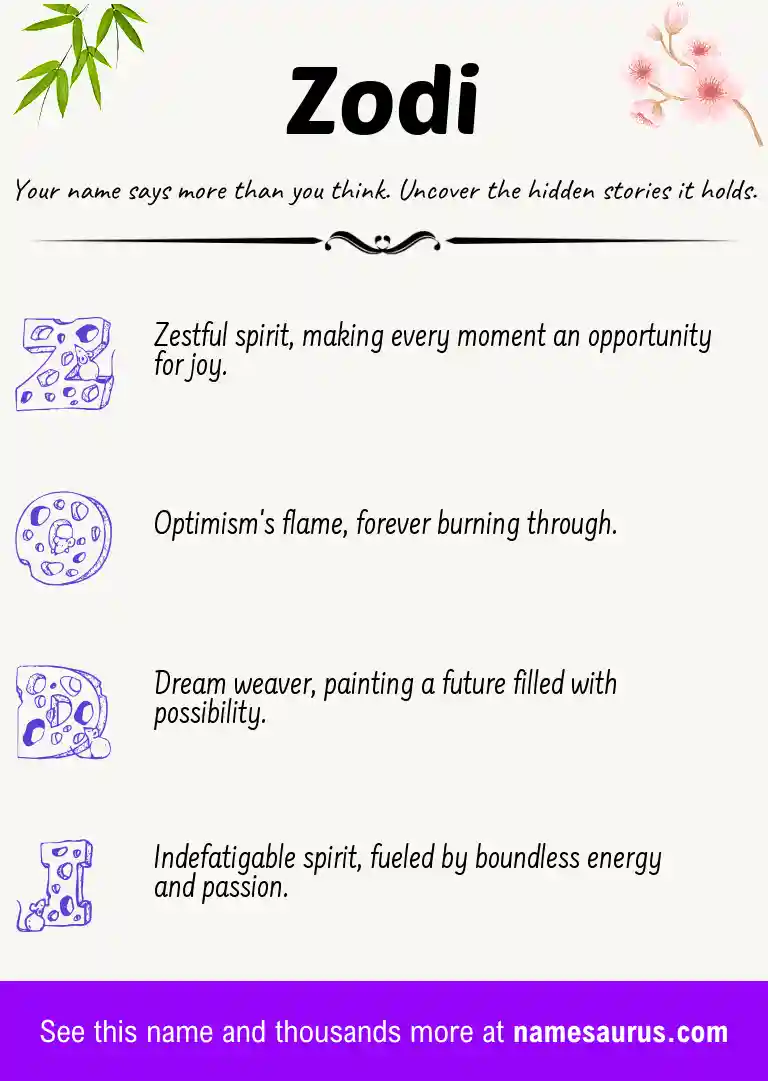 Acrostic poem about Zodi.