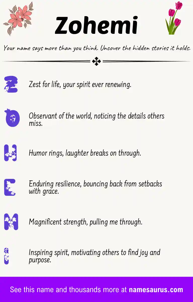 Acrostic poem about Zohemi.
