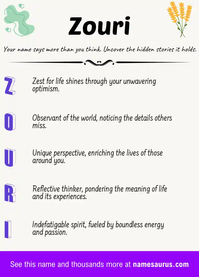 Acrostic poem about Zouri.