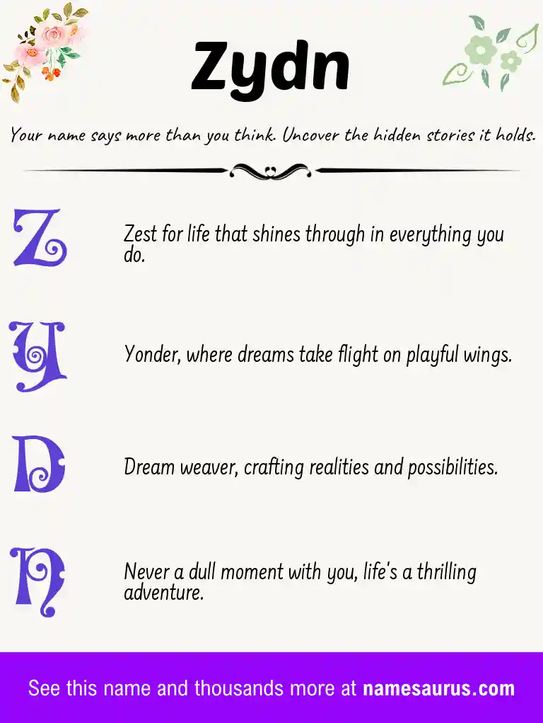 Acrostic poem about Zydn.