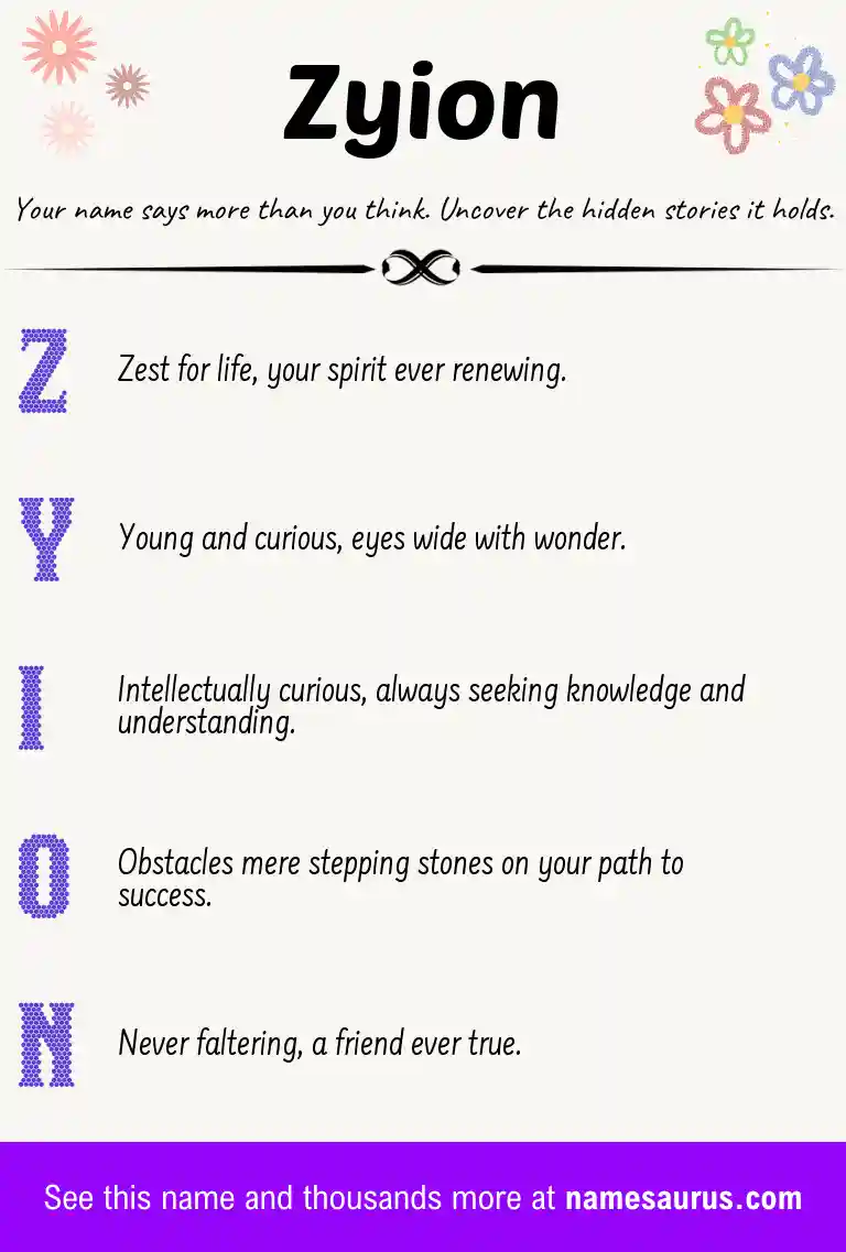 Acrostic poem about Zyion.