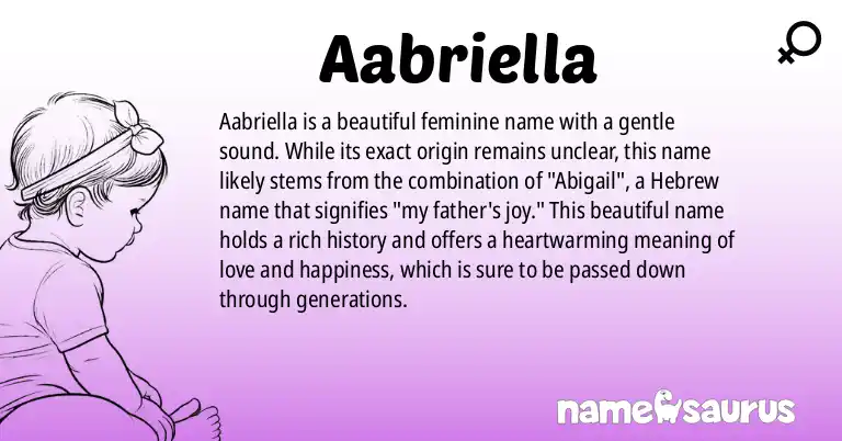 Infographic about Aabriella name meaning, Aabriella is a name from N/A origin(s).