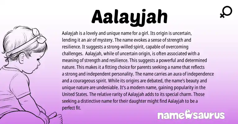Infographic about Aalayjah name meaning, Aalayjah is a name from Other origin(s).