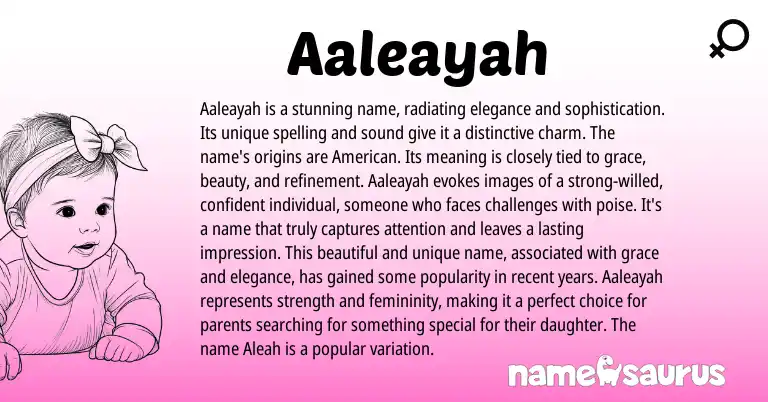 Infographic about Aaleayah name meaning, Aaleayah is a name from Other origin(s).